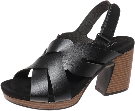 Pierre Dumas Peep Toe Platform Sandals with Chunky Heel and Slingback Strap