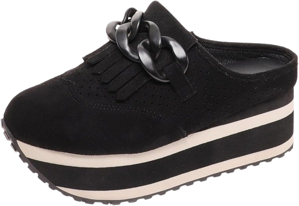 Platform Mule Sneakers with Closed Round Toe and Raised Sole